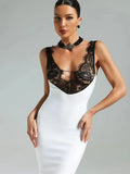 Patchwork Lace Sheer Camisole Midi Dress- Outfit