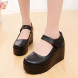 Waterproof Table Women's Single Shoes Heel Thick Soles Anti-Slip In The Elderly Leather Shoes Mother Shoes Spring And Autumn Slope And Soft-Soled Women's