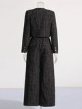 Fashion High-End Set 2025 New Temperament Small Fragrant Coat + Belt Design Feeling Trousers