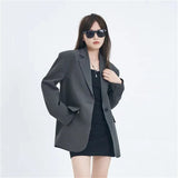 Jacket Female Korean Version Of Loose Leisure Port Commuting Thin Spring And Autumn Dress Gray Black 2025