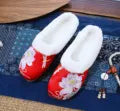 Zingj Single Slippers / Woolen Cotton Slippers Hanfu Shoes Women Embroidered Cloth Shoes Woolen Cotton