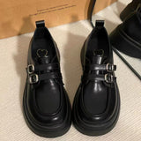 Leather Shoes Women's British Wind Network Red Explosion High-End Feeling With Thick-Soled Leuk-Fowl One-Legged Mary Jane Single