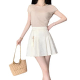 Chinese A-Dress Skirt Women's Early Autumn Black Short Skirt New Bag Hip Skirt High Waist Thin 100-Fold Skirt Package