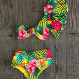 Shoulder Bikini Set 2021 Sexy Ruffle Swimwear Women Swimsuit High Waist Bathing Suit Beachwear Red Print Biquini