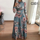 Size Autumn And Winter Women's New Style 2022 Dress Print Street Long-sleeved High-neck Tie Long