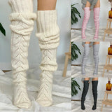Zingj And Winter Solid Color Hollow Out Mesh Long Tube Over The Knee Pile Pile Socks Women's Knitting