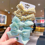 Pcs/set Cotton Dot Printed Hair Clips For Cute Girls Plaid Bowknots Boutique Barrettes Kids Hair Accessories Hairpins 2020