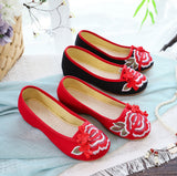 Zingj Embroidered Flower Embroidered Cloth Shoes With Women's Single