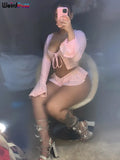 Puss Sexy Beach Vacation Women 2Piece Set Breathable Flare Sleeve Crop Top+Pleated Shorts Matching Party Clubwear