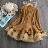 Winter Autumn Girl Dress Children Clothes Kids Dresses For Girls Party Dress Long Sleeve Knitted Sweater Toddler Girl