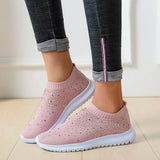 Women's Shoes Breathable Flying Ribbon Drill Mesh Shoes Mother Middle-Aged And Elderly Walking Shoes Leisure Shoes Mesh