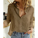 Elegant Oversized Tops Casual Long Sleeve Birds Print Cotton and Linen Loose Blouse Office Lady Button Lapel