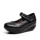 Head Shallow Mouth National Wind Shake Shoes Slope And Waterproof Table Women's Shoes Thick-Soled Loose Pastry Shoes Magic Stick Comfortable Single