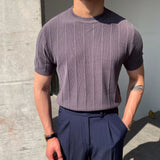 Summer New Korean Version Of The Knitted Round Neck Short-Sleeved T-Shirt Man Trend T-Shirt