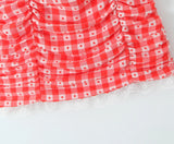 Red Plaid Plaid Dot Ruched Mini Dress- Outfit