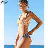Wrap Front Bralette And Shirred Side Hipster Bikini Set For Women Two Pieces Swimsuit 2023 Beach Swimwear Bathing