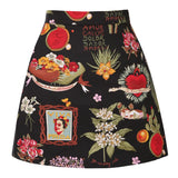 Y2K Summer Mini Skirts Women Harajuku Pencil Beach Streetwear Vintage Black Floral Print Short A Line Skirt Falda