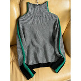 And Winter Design Feeling Lazy Loose Colliding Sleeve Full Imitation Wool High-Neck Knitting Sweater Women Autumn And