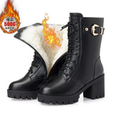 Zingj Women With Short Boots In Winter, Women's Boots, Thick Heels, Martin Boots, High Heels, Leather Boots, Velvet Women's Cotton