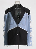 Temperament Commuter Wind 2025 Autumn New Fashion Jeans Stitching Hand Worn Design Suit Jacket