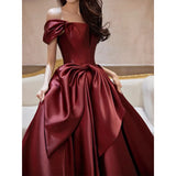 Bride Toast Dress 2025 New Shoulder High-End Small Temperament Wine Red Vertiny Engagement Dress