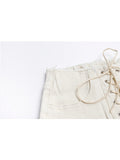 Sexy Denim Shorts Women Streetwear Gothic Jeans Mini High Waist Lace Up Casual Zipper Solid Goth Club Fashion 2022
