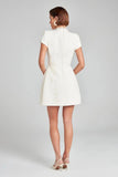 Tweed Solid Beaded Seam Mini Dress- Outfit