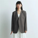 Suit Spring And Autumn New Cushion Shoulder Leisure Fashion Temperament Slim Thin Professional Gray Small Suit