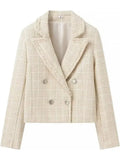 Tweed Buttoned Cropped Coat- Outfit
