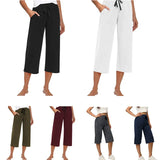 Waist Casual Sports Three-quarter Length Wide