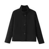 Winter Women's Fashion With Pure Color Single Buckle Collar Loose Wool