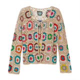 hollow long-sleeved cardigan 2021 spring and autumn new women's ethnic style coat crocheted