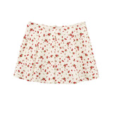 Ear-Side Flower-Print Square Collar Single-D Row Buckle-Suited Short-Sling Sling Vest Wide-Folded Mini Skirt Suit