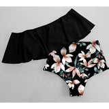 High Waist Bikinis 2021 New Print Swimwear Women Swimsuit Shoulder Ruffle Bathing Suits Beach Wear Push Up Biquini
