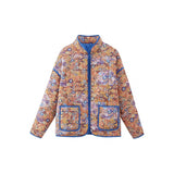 Women's Clothing 2025 Autumn 11 Thin Cotton Clothes Printed Collar Double Pocket Cotton Jacket Loose