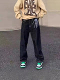 Street Skeleton Black Jeans Men's Hip-Hop Straight Loose Harajuku Casual Floor