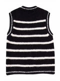 Striped Sweater Vest For Women Knitted Sleeveless Vest Woman Round Neck Cropped Sweaters Winter Women's Sweaters
