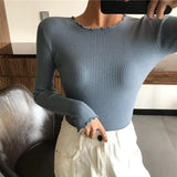Neck Ruched Women Sweater High Elastic Solid 2021 Fall Winter Fashion Sweater Women Slim Sexy Knitted Pullovers Pull Femme