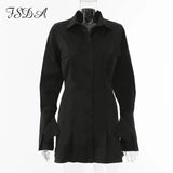 V Neck Long Sleeve Shirt Dress Bandage 2020 White Women Sexy Mini A Line Office Autumn Casual Tunic Dresses