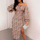 Side Split High Waist Long Dress Women Lace Up Off Shoulder Elegant Female Dresses 2022 Summer Beach Party Lady