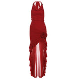 2024 Summer New Women's Solid Color Sexy Hottie Hanging Neck Girded Mesh