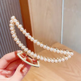 Women Elegant Luxury Crystal Pearls Geometric Big Metal Hair Claws Sweet Headband Hair Clip Hairpin Fashion Hair