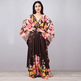 Print Deep V-neck Dress Batwing Sleeve Long Dresses Women 2022 Summer Dress Beachwear Bohemian Women Kaftan