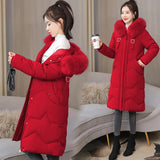 Medium And Long Cotton-Padded Clothes Female 2024 Winter Dress New Large Size Down Cotton Clothes Women's Fat Mm Loose Show Thin Cotton-Padded Jacket And Fat-Outfit