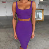 2pc Skirt Set For Women Sexy Crop Top And High Waist Skirt Outfits 2022 Summer Lady Orange Club Party Dress Set