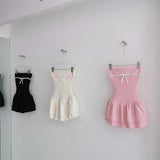 2024 Summer New Women's Clothing Match Stitching A Word-Collar Wrapped Chest Lotus Leaf Side Repair