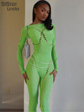 Sexy Mesh Jumpsuit Women Full Sleeve Skinny Fitness Body-Shaping One Piece Playsuits Lady Midnight Clubwear