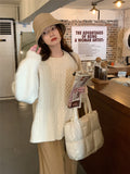 Zingj Fairy Purple Head Twist Sweater Female 2023 Autumn Winter Loose Retro Gentle Lazy Wind
