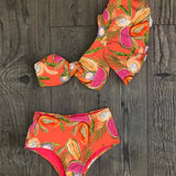 Shoulder Bikini Set 2021 Sexy Ruffle Swimwear Women Swimsuit High Waist Bathing Suit Beachwear Red Print Biquini