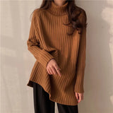 Zingj New Fall / Winter 2023 Retro Lazy Wind Coat With A Long-Sleeved Knit Bottom Turtleneck-Outfit